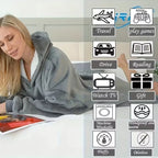 Super Long Flannel Blanket with Sleeves Winter Hoodies Sweatshirt Women Men Pullover Fleece Giant TV Blanket Oversized