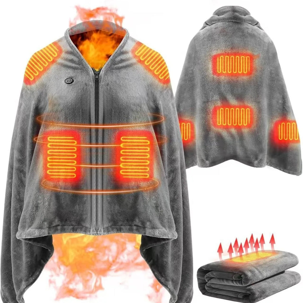 Stay Cozy Anywhere with the 2025 USB Heated Shawl Blanket - Rechargeable, Electric Warming Wrap for Men and Women with 3 Adjustable Heat Settings