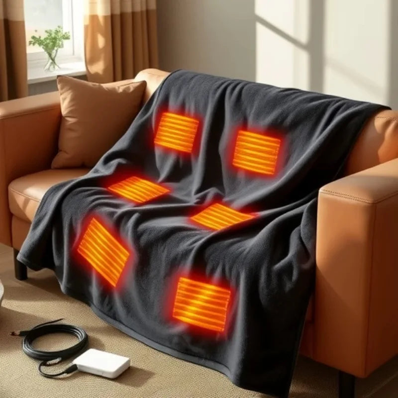Stay Cozy Anywhere with the 2025 USB Heated Shawl Blanket - Rechargeable, Electric Warming Wrap for Men and Women with 3 Adjustable Heat Settings