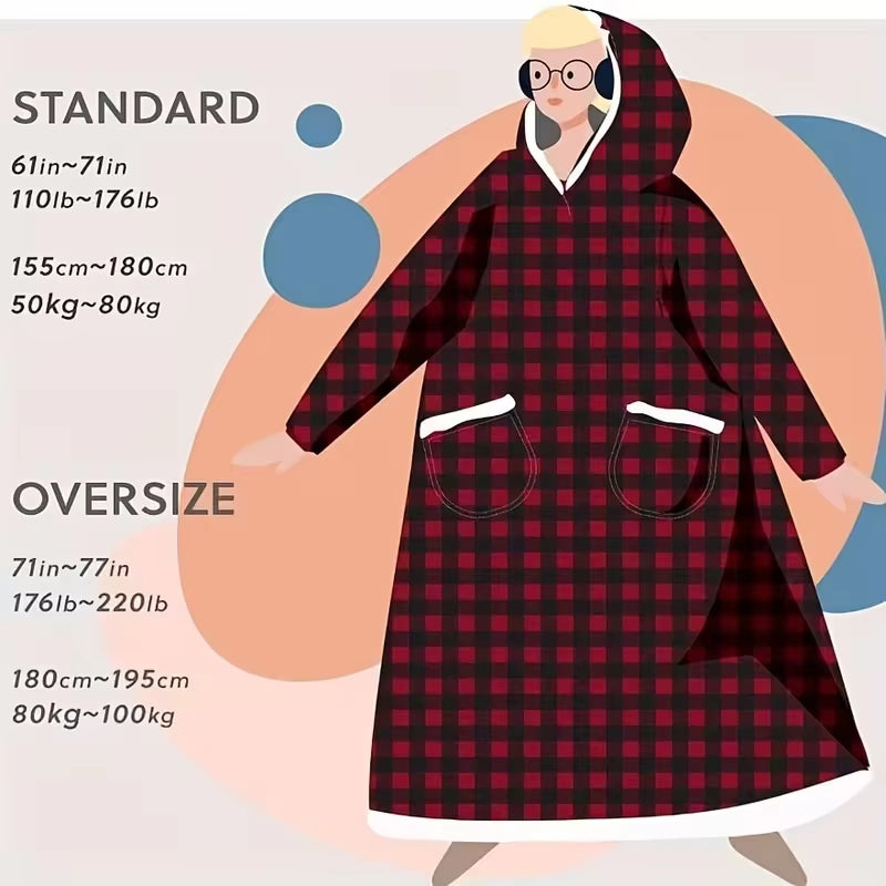 Super Long Flannel Blanket with Sleeves Winter Hoodies Sweatshirt Women Men Pullover Fleece Giant TV Blanket Oversized